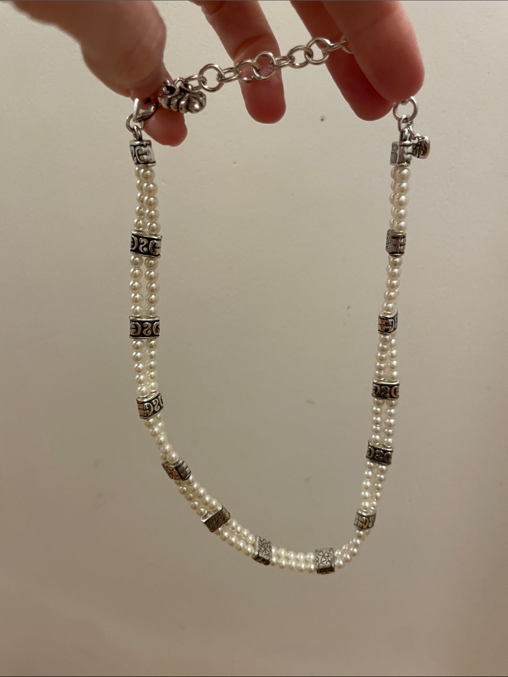 Brighton Pearl Necklace with Silver-Tone Accents - Cream